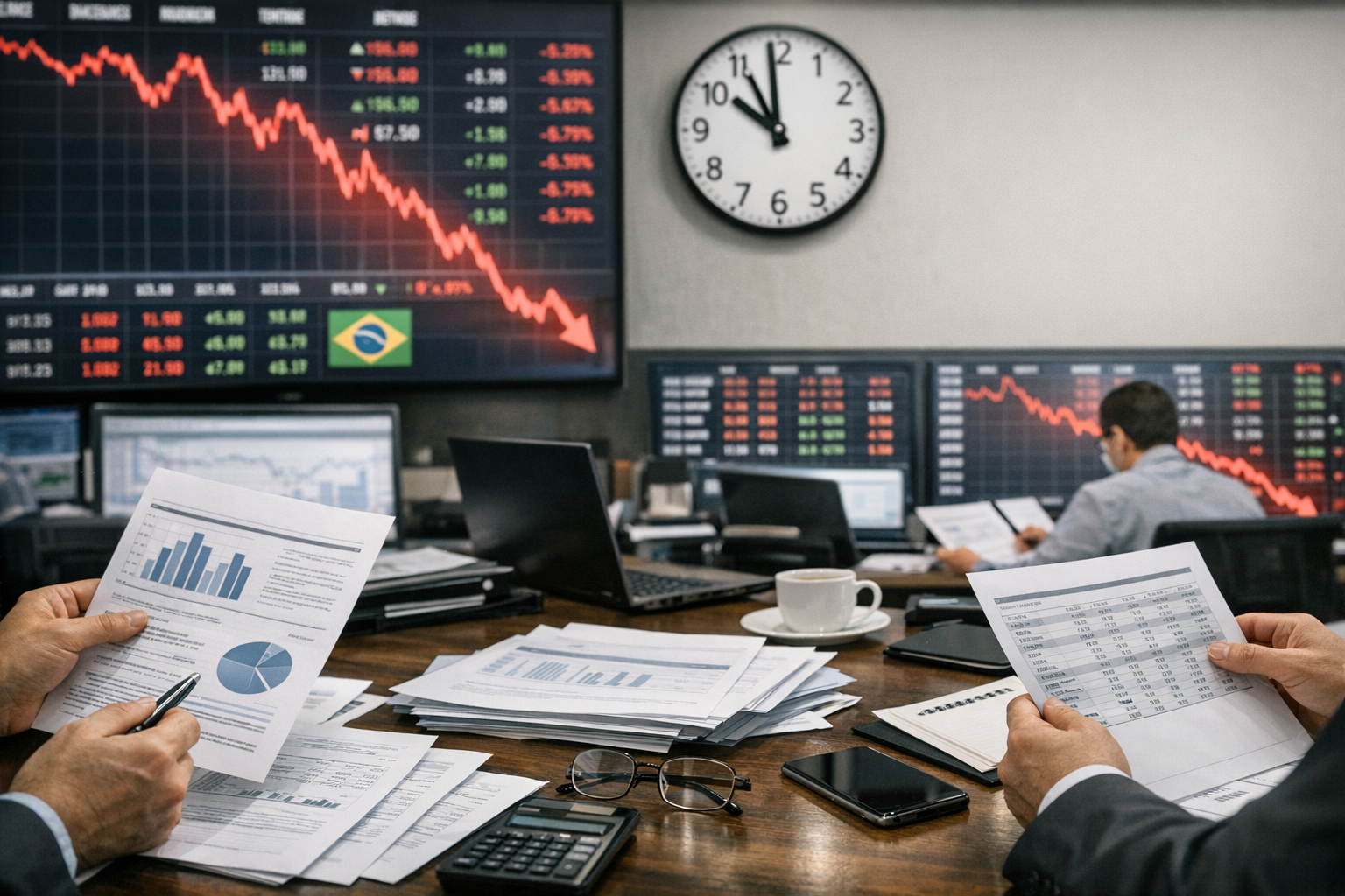 Painel da bolsa brasileira com ações da B3, Ibovespa e reação do mercado aos principais fatores do dia