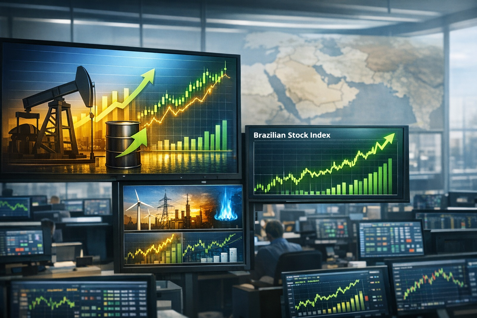 Painel da bolsa brasileira com ações da B3, Ibovespa e reação do mercado aos principais fatores do dia