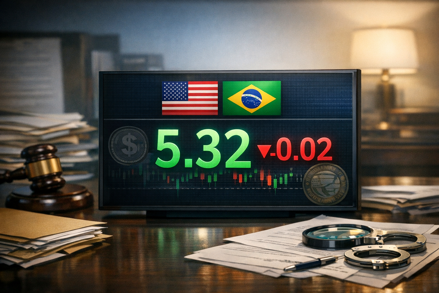 Painel do mercado cambial com cotação do dólar e reação dos investidores ao principal gatilho da sessão