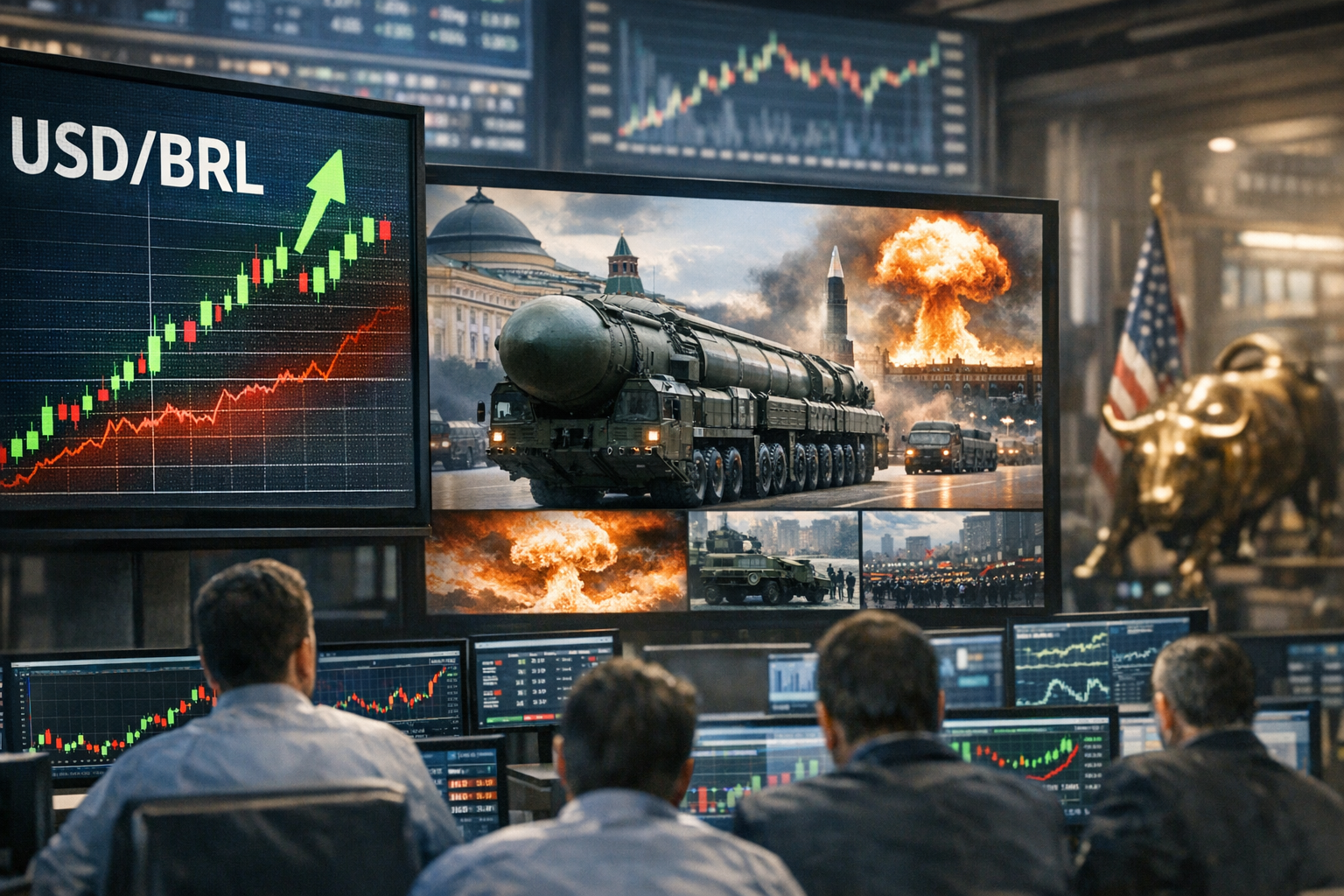 Mercado cambial em sessão intraday reagindo a eventos macroeconômicos e sinais de política monetária